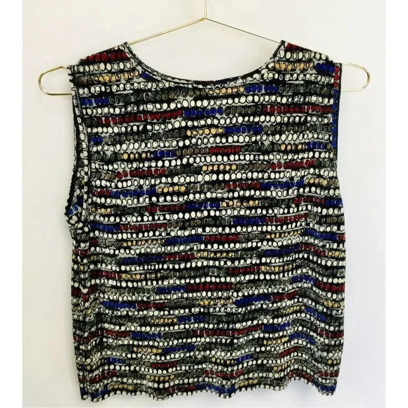 Vintage Plissé Women's Multi-Color Sleeveless Geometric Cropped Tank Top Large - Picture 2 of 9